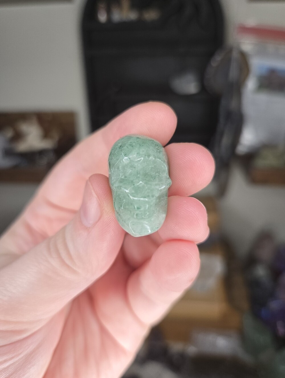 Green Strawberry Quartz Mini Crystal Skull